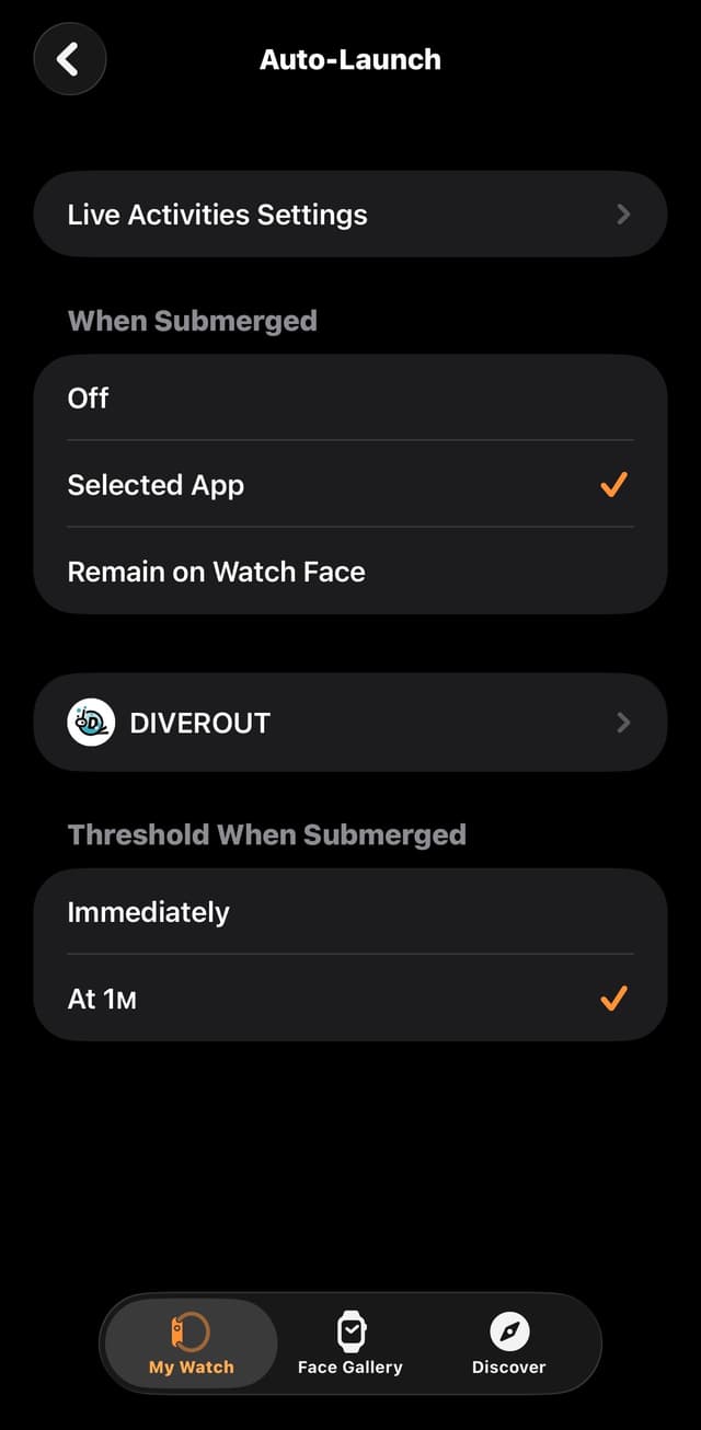 Auto Launch settings